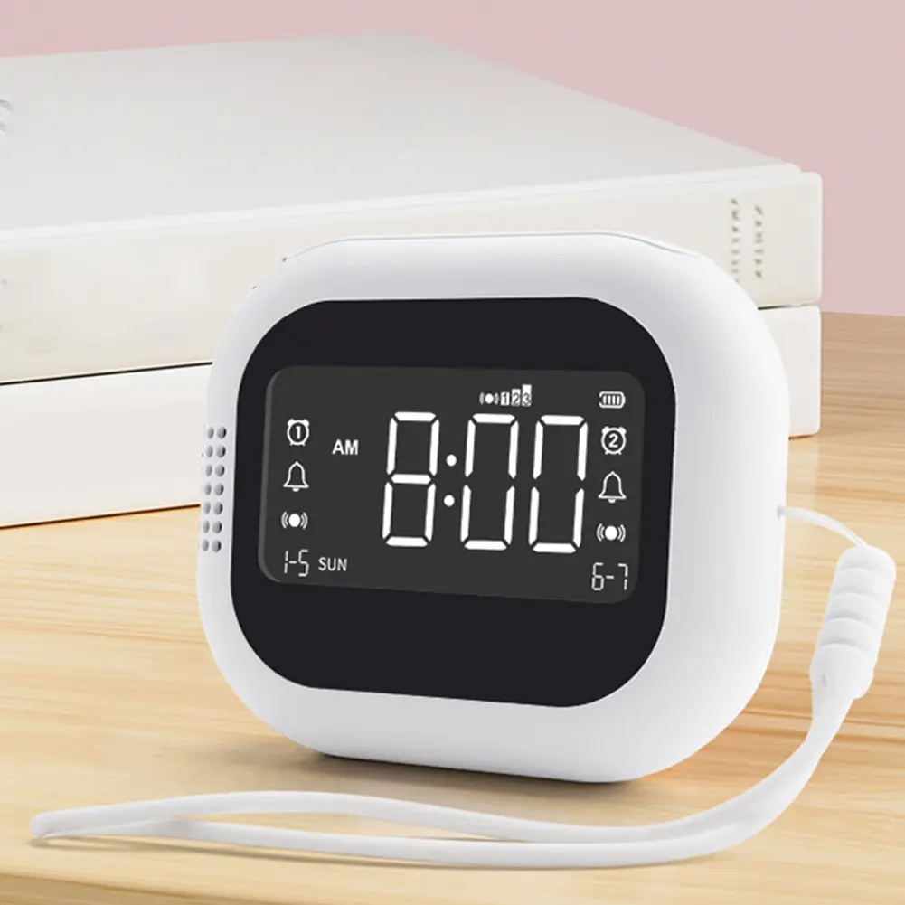 Electronic Clock Digital FM Radio Rechargeable Vibrating Alarm Clock LED Display Student Strong Wake-up Artifact