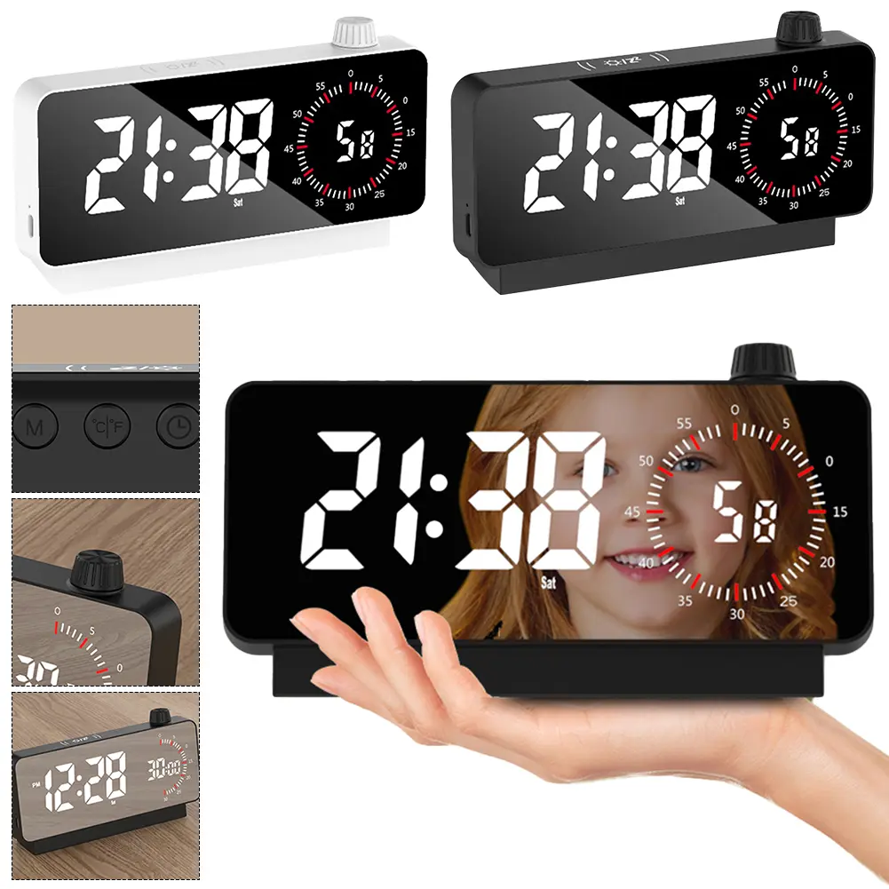 Digital Alarm Clock 1200mAh Temperature Date Countdown Table Clock Temperature Calendar Display Clock Desktop Clock Time Manager