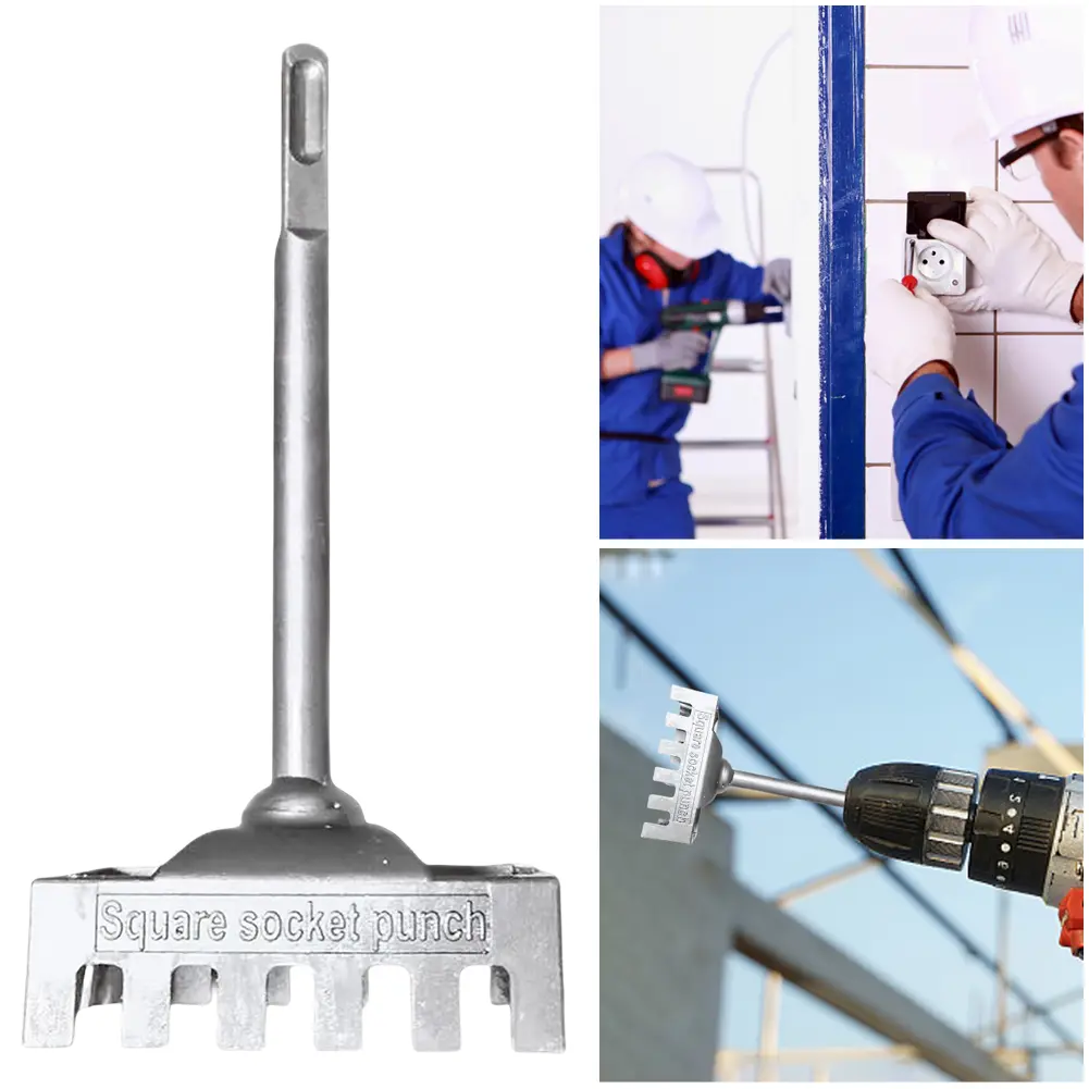 86-Type Square Hole Cutter Wear Resist SDS Plus Square Hole Punch Electrical Box Hole Punch Tool for Rotary Hammer Brick