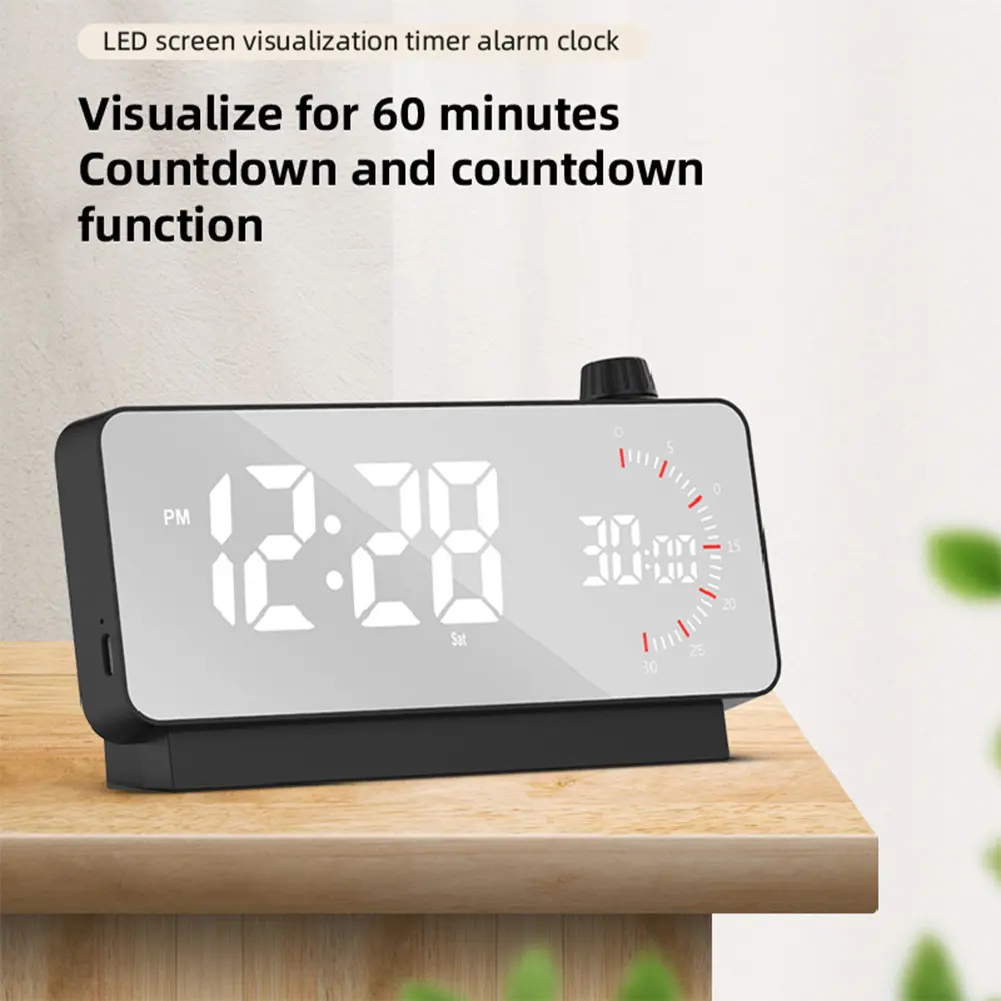 Digital Alarm Clock 1200mAh Temperature Date Countdown Table Clock Temperature Calendar Display Clock Desktop Clock Time Manager