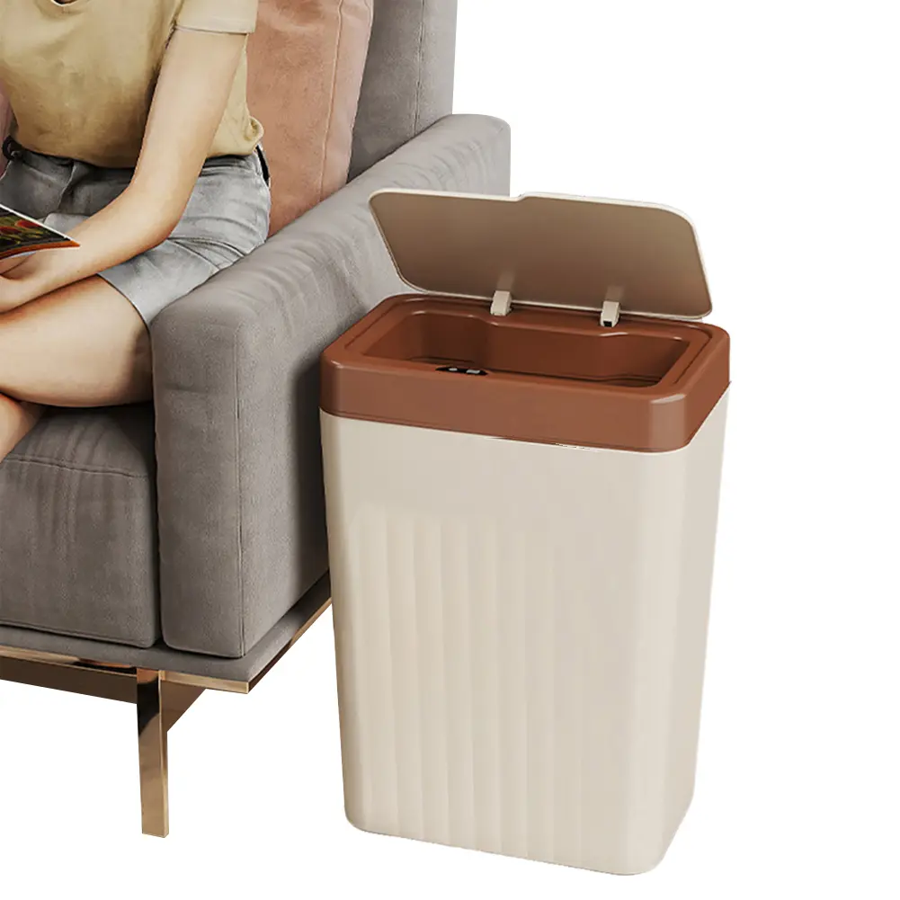 Hands Free Garbage Bucket Waterproof Sealed Garbage Can Battery Powered Toilet Wastebasket USB Rechargeable for Kitchen Bathroom