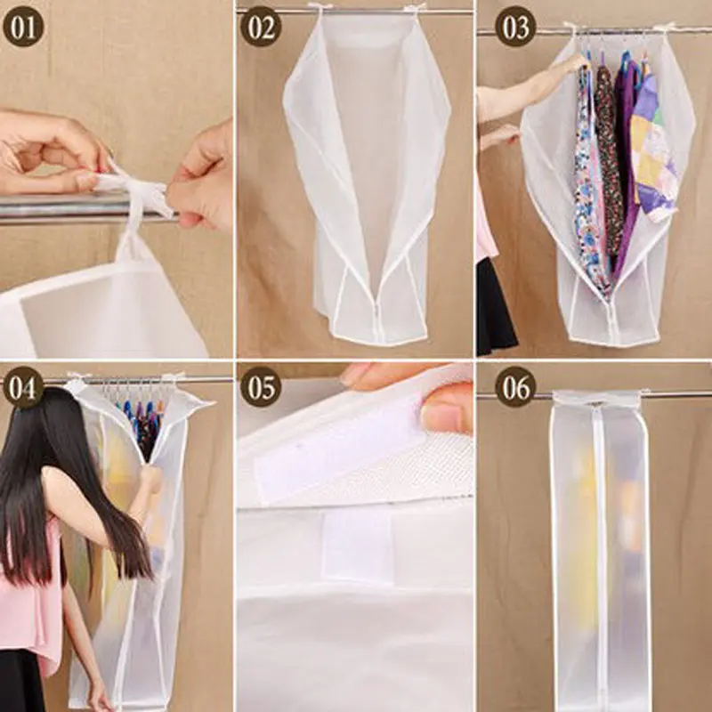 1-5PCS Wardrobe Clothes Storage Bag Large Capacity Transparent Coat Protector Moisture Proof Dust-proof for Wardrobe Closet