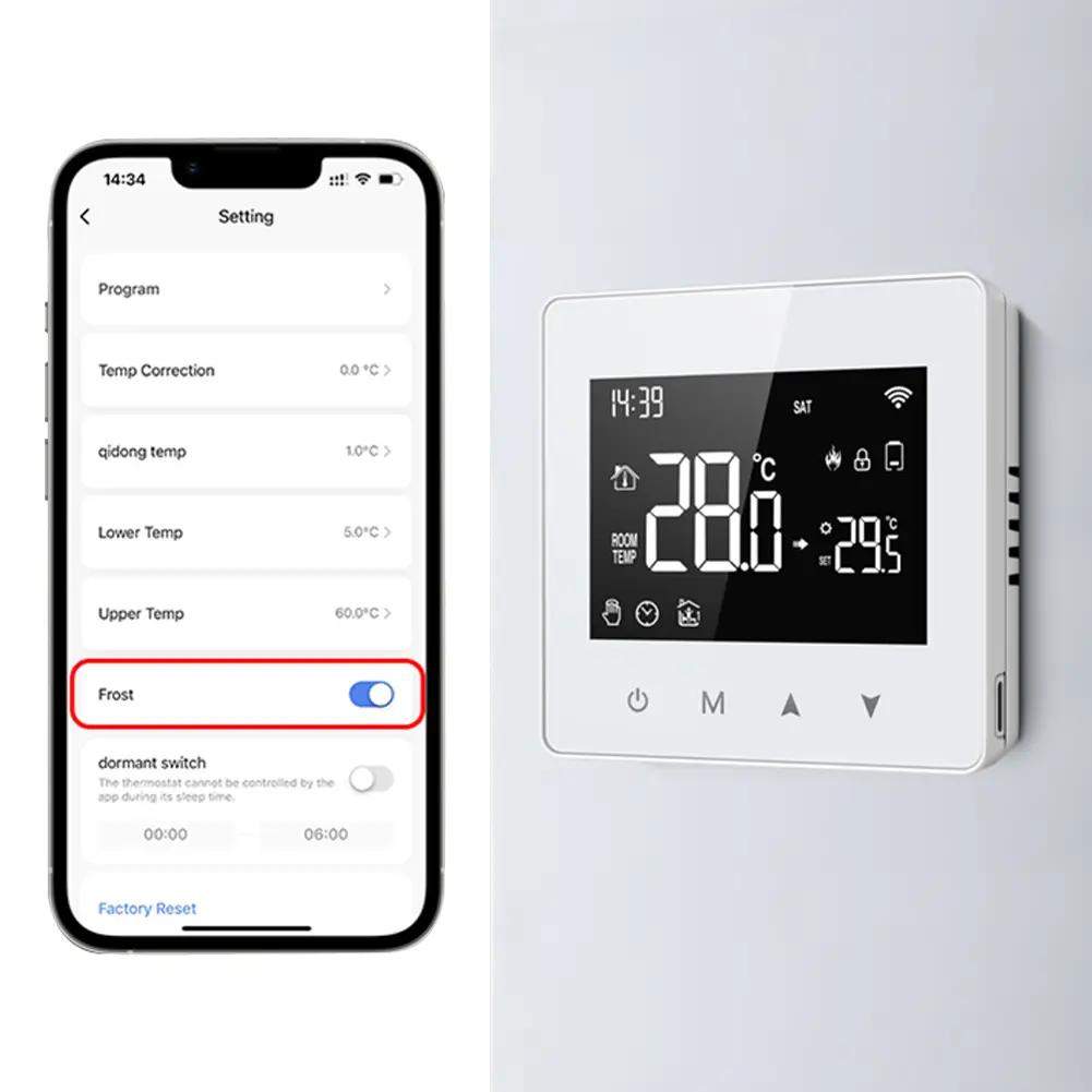 WiFi Smart Heating Temperature Controller Battery Powered for Tuya APP Compatible with Alexa Google Home Alice for Gas Boiler