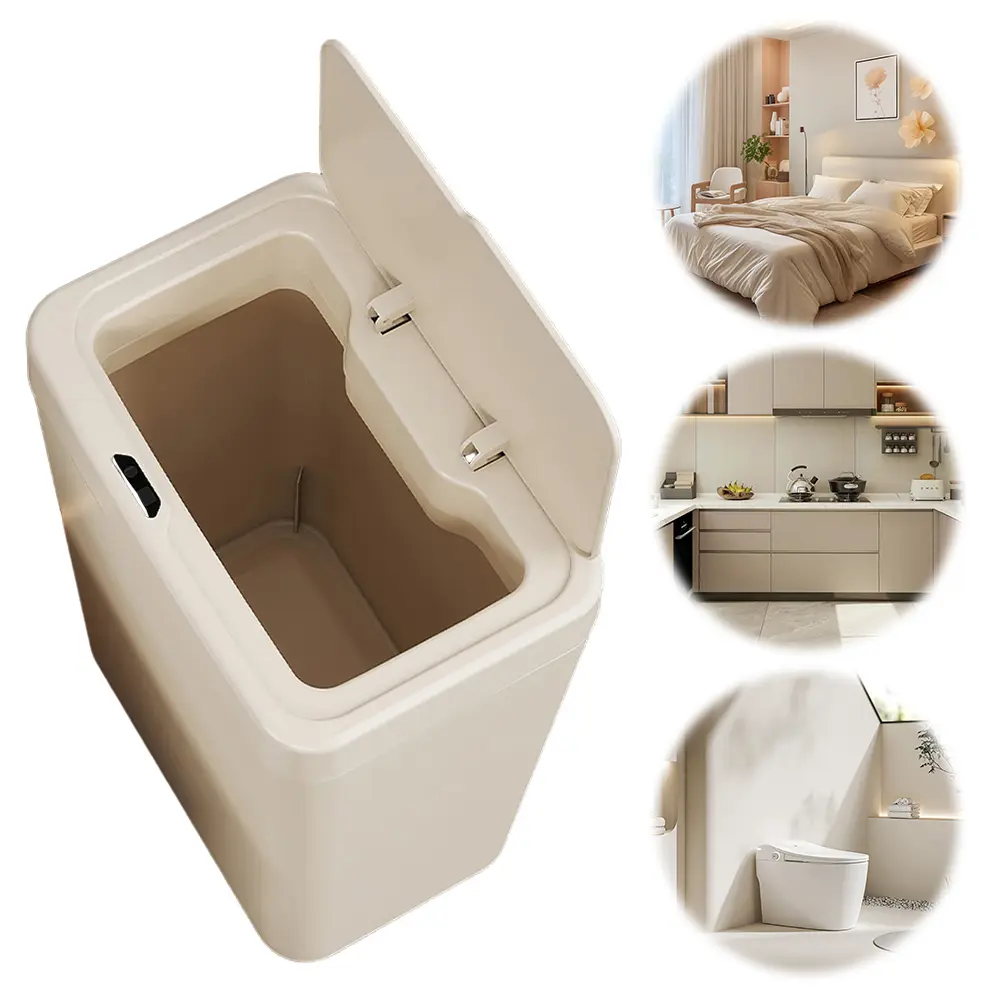 Hands Free Garbage Bucket Waterproof Sealed Garbage Can Battery Powered Toilet Wastebasket USB Rechargeable for Kitchen Bathroom