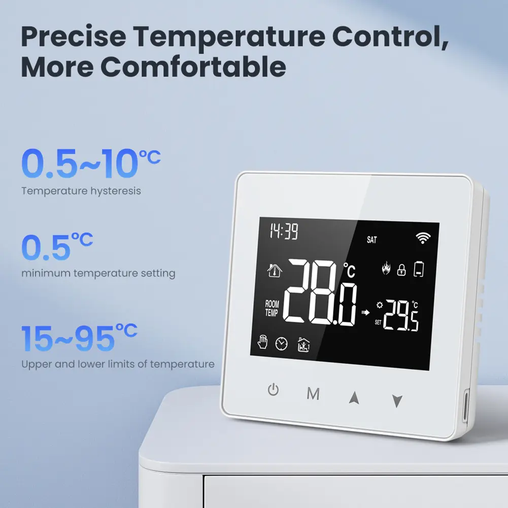 WiFi Smart Heating Temperature Controller Battery Powered for Tuya APP Compatible with Alexa Google Home Alice for Gas Boiler