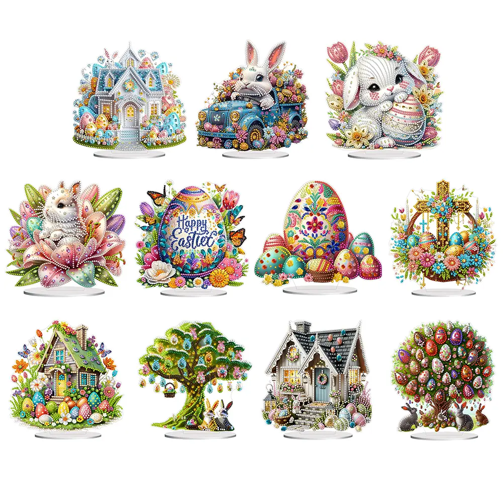 Acrylic Special Shape Easter Egg Diamond Painting Tabletop Ornaments Kit Desktop Diamond Art Kits Rhinestones Desktop Ornaments