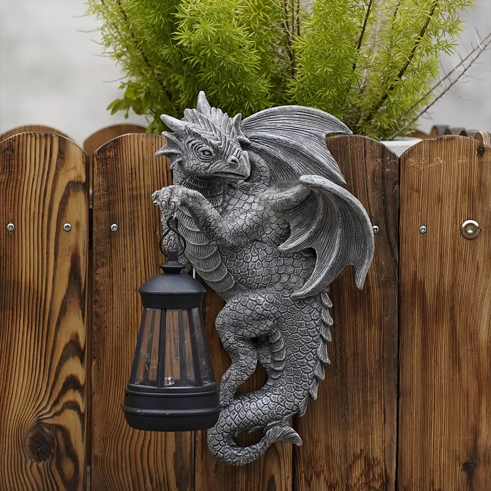 Flying Dragon Statue Light Dragon Figurine Lamp Waterproof Dragon Sculpture Light Animal Garden Light for Outdoor Decor