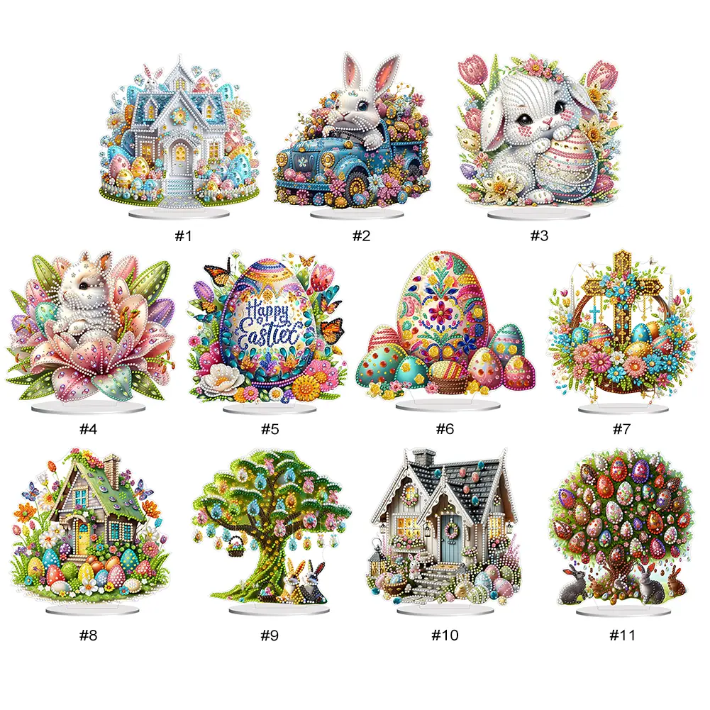 Acrylic Special Shape Easter Egg Diamond Painting Tabletop Ornaments Kit Desktop Diamond Art Kits Rhinestones Desktop Ornaments