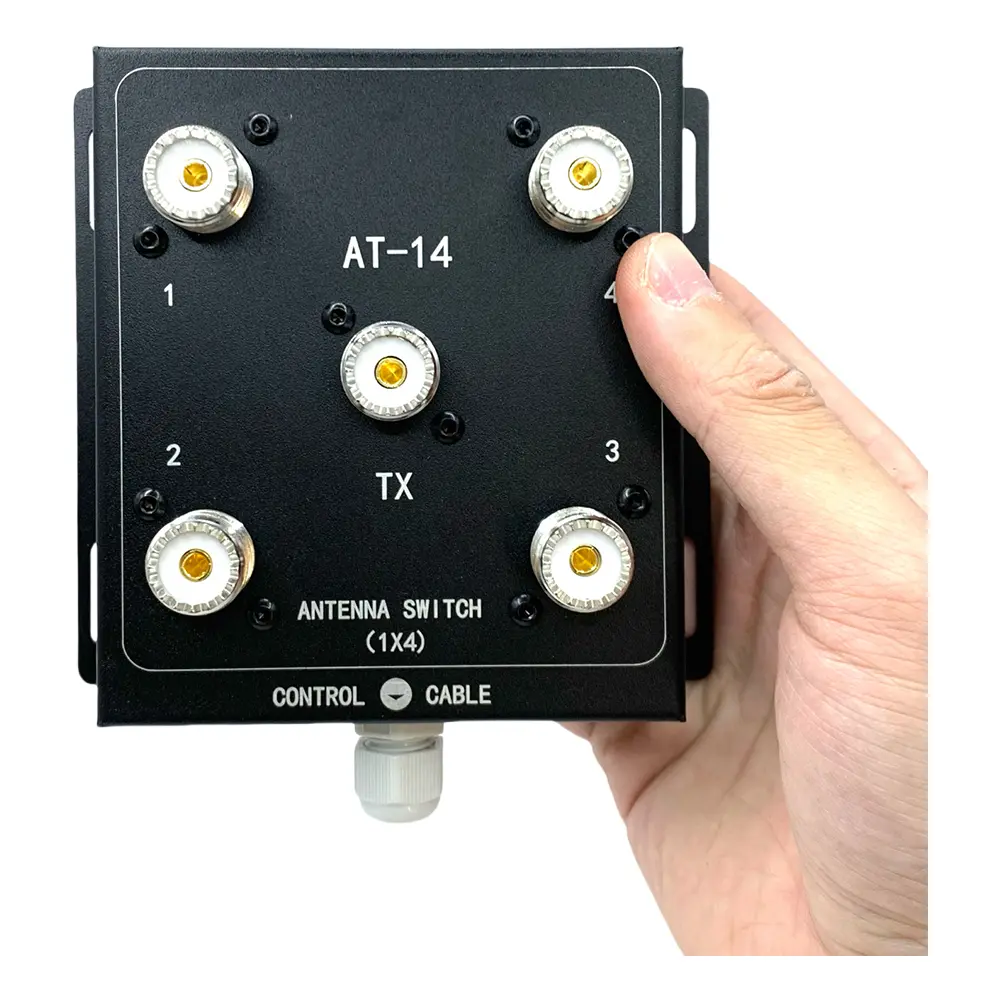 4-Way Coax Remote Antenna Switch Antenna Signal Switch 1.8-60MHz Antenna Splitter Switch RF Antenna Switch for Radio Stations