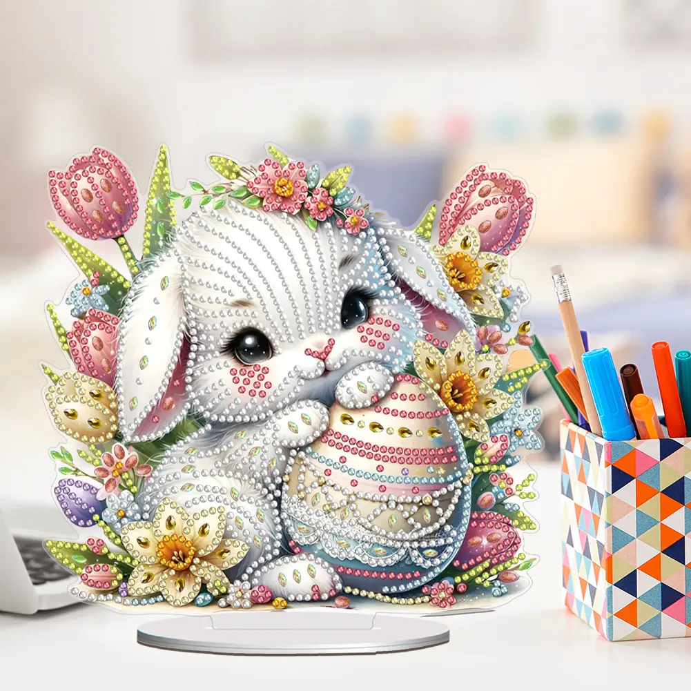 Acrylic Special Shape Easter Egg Diamond Painting Tabletop Ornaments Kit Desktop Diamond Art Kits Rhinestones Desktop Ornaments