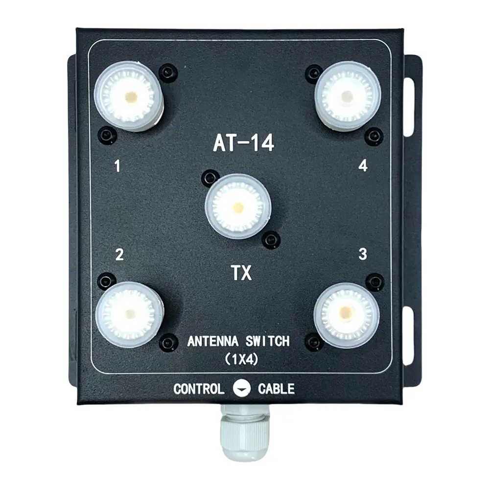 4-Way Coax Remote Antenna Switch Antenna Signal Switch 1.8-60MHz Antenna Splitter Switch RF Antenna Switch for Radio Stations