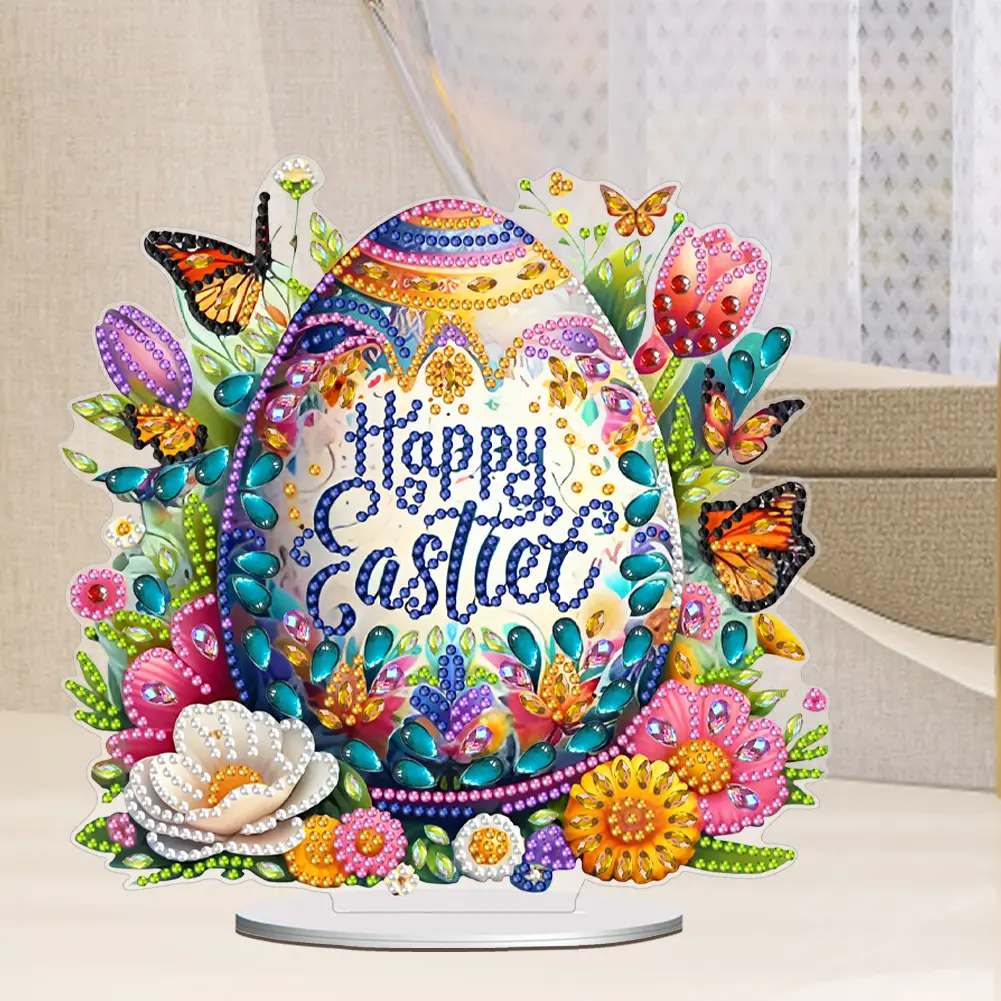 Acrylic Special Shape Easter Egg Diamond Painting Tabletop Ornaments Kit Desktop Diamond Art Kits Rhinestones Desktop Ornaments