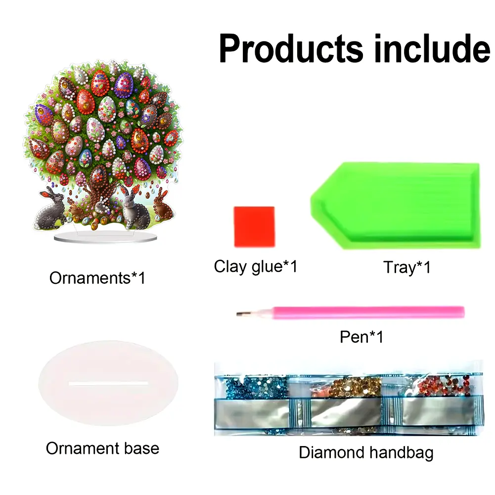 Acrylic Special Shape Easter Egg Diamond Painting Tabletop Ornaments Kit Desktop Diamond Art Kits Rhinestones Desktop Ornaments