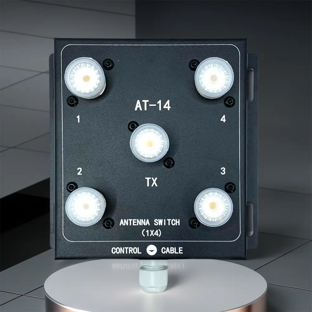 4-Way Coax Remote Antenna Switch Antenna Signal Switch 1.8-60MHz Antenna Splitter Switch RF Antenna Switch for Radio Stations