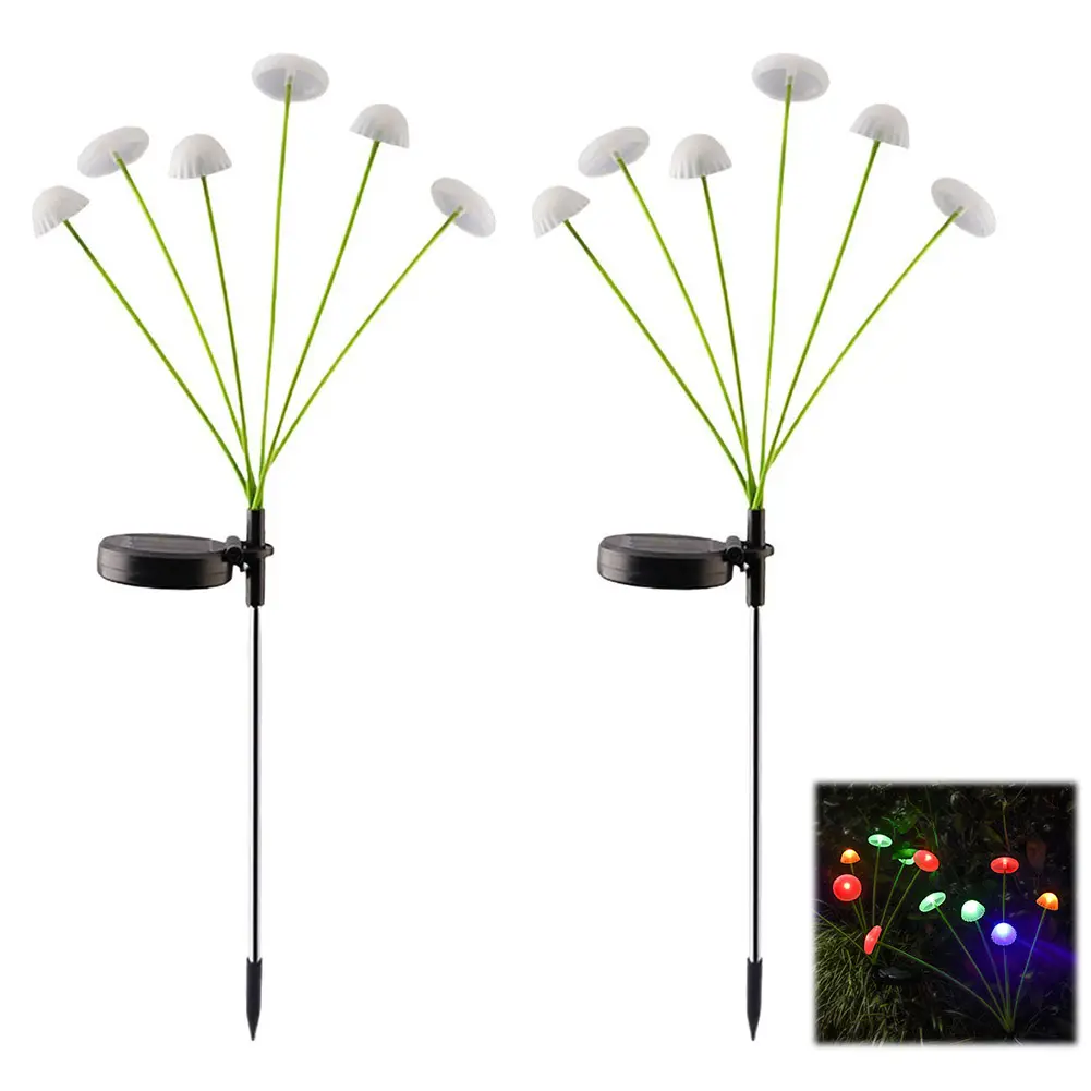 2Pcs Mushroom Garden Stake Light Waterproof Outdoor Mushroom LED Light Decorative Landscape Light for Pathway Walkway Flowerbed