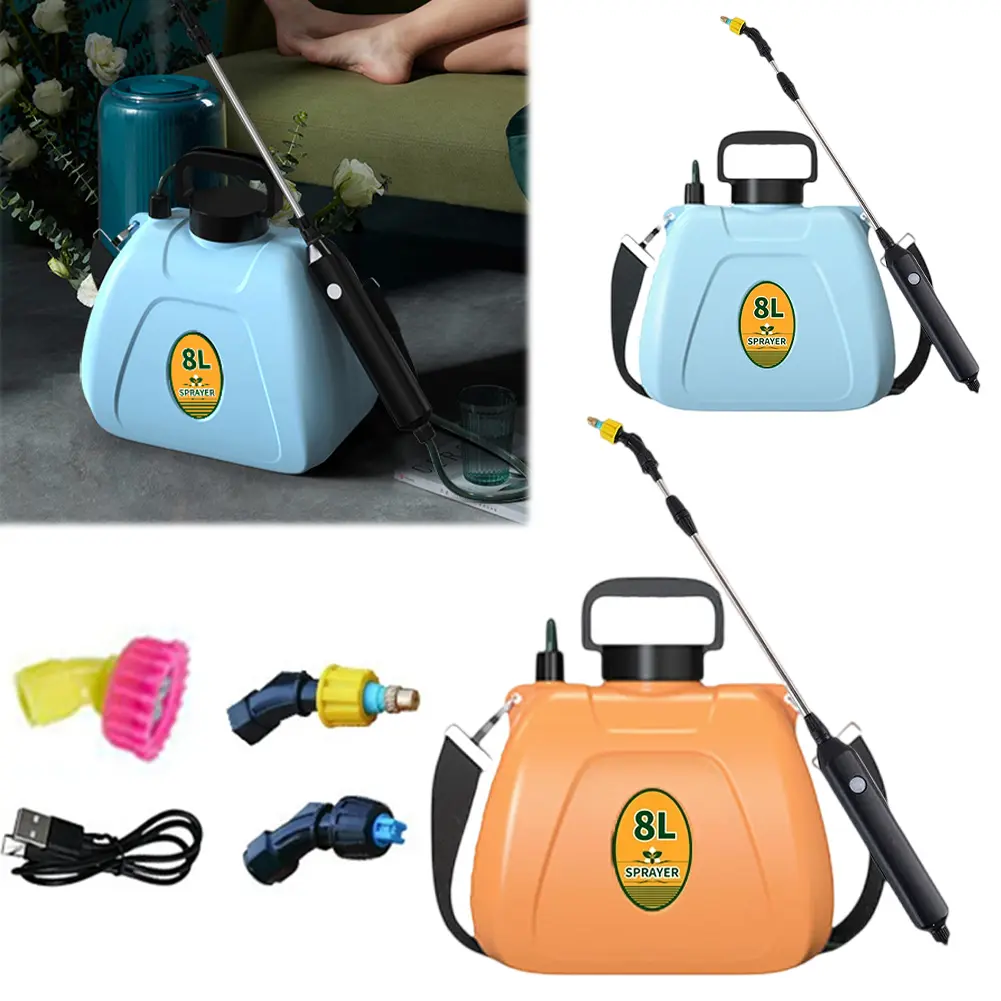 8L Automatic Garden Plant Mister W/ Shoulder Strap Rechargeable Battery Powered Sprayer Battery Backpack Sprayer Irrigation Tool