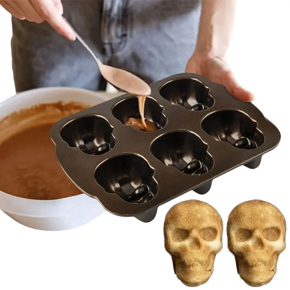 Halloween Skull Cake Pan Molds Non-Stick Cake Baking Molds Stainless Steel Skeleton Chocolate Molds for Chocolate Candy Cake