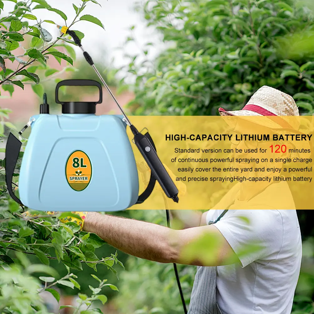 8L Automatic Garden Plant Mister W/ Shoulder Strap Rechargeable Battery Powered Sprayer Battery Backpack Sprayer Irrigation Tool