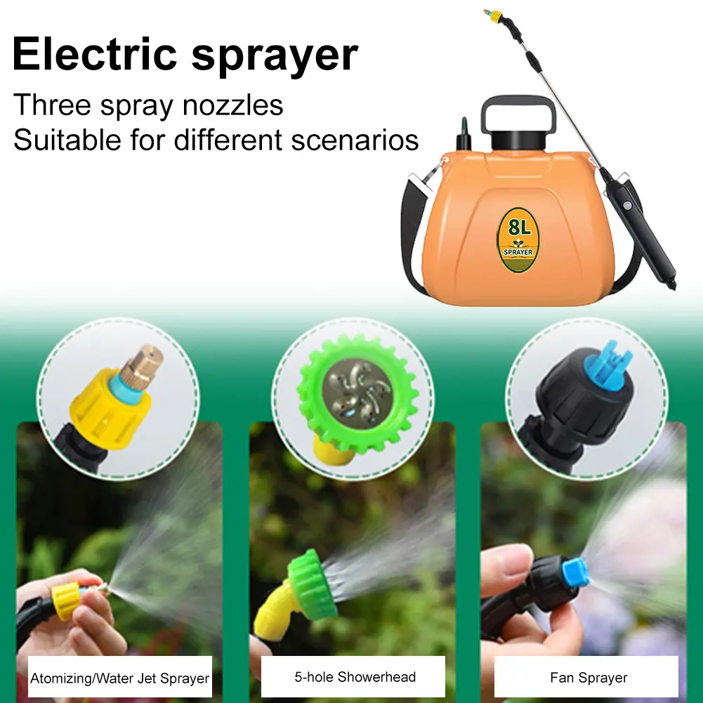 8L Automatic Garden Plant Mister W/ Shoulder Strap Rechargeable Battery Powered Sprayer Battery Backpack Sprayer Irrigation Tool