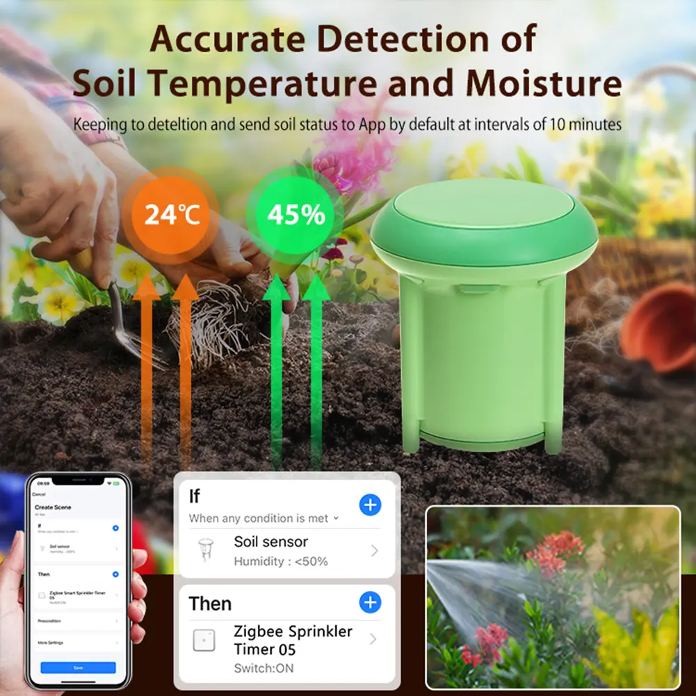 Temperature Humidity Meter for Tuya ZigBee IP66 Waterproof Automation Irrigation Detector APP Real Time Monitor for Garden Lawn