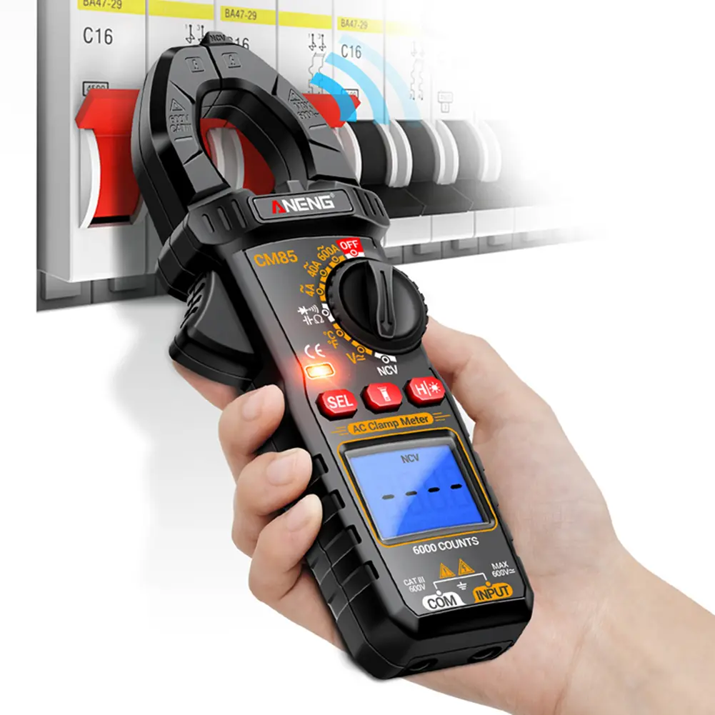 AC/DC Clamp Meter with Cable NCV Voltage Detection Tool Digital Display Professional 600A Digital Multimeter for Home Office Use