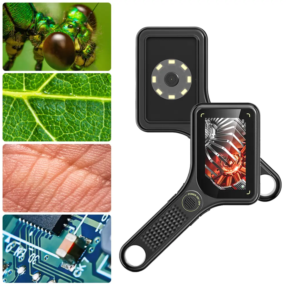 500X Magnification Digital Microscope 2MP HD Electronic Coin Magnifier Rechargeable Microscope Camera for School Outdoor Teach
