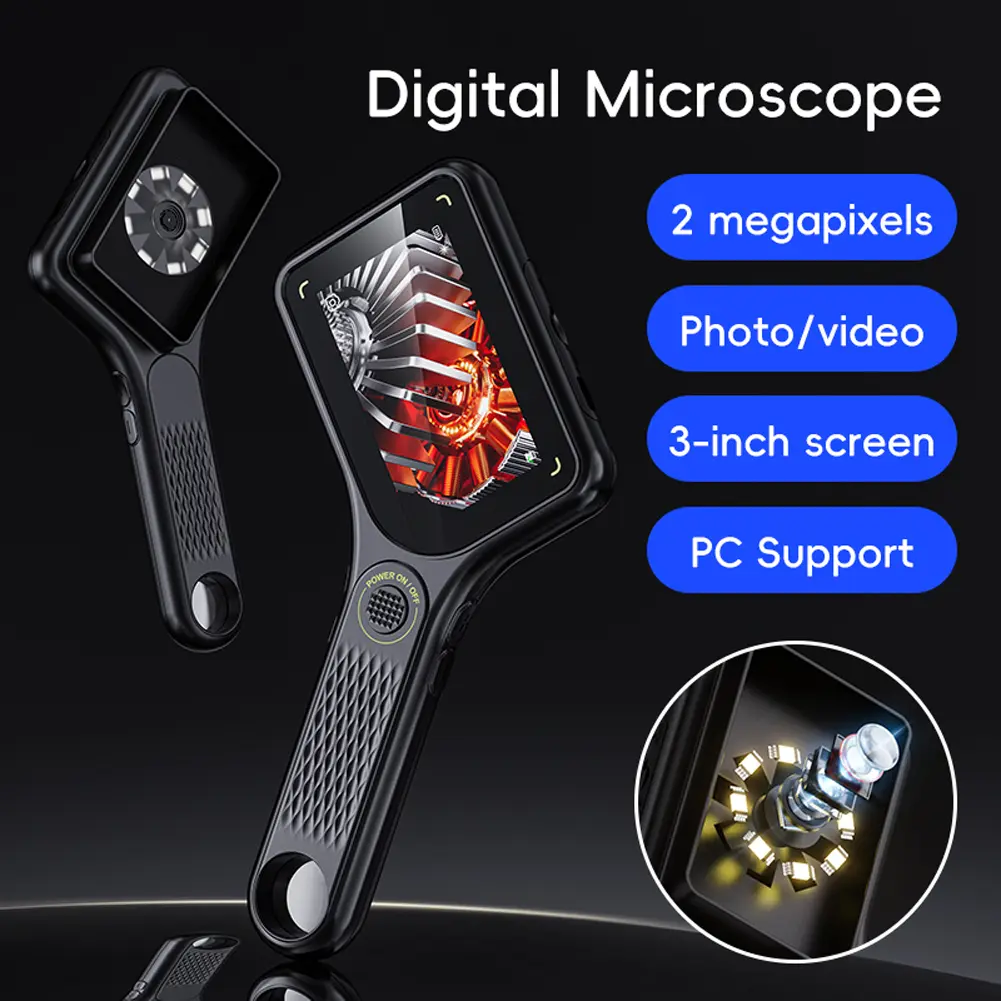 500X Magnification Digital Microscope 2MP HD Electronic Coin Magnifier Rechargeable Microscope Camera for School Outdoor Teach
