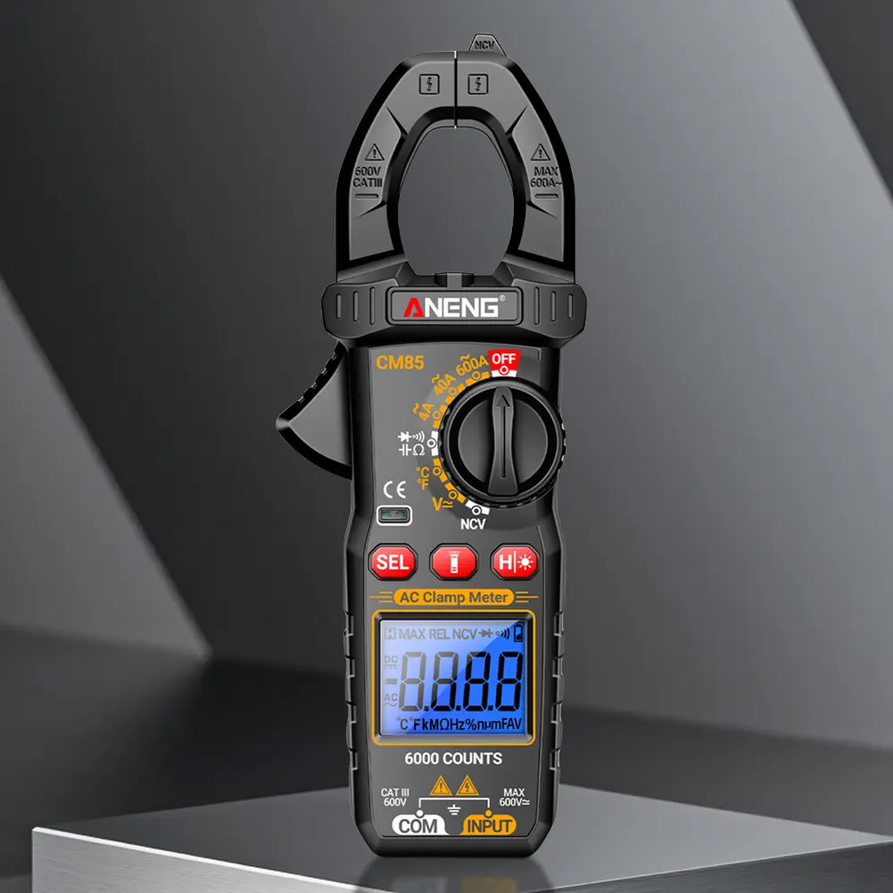 AC/DC Clamp Meter with Cable NCV Voltage Detection Tool Digital Display Professional 600A Digital Multimeter for Home Office Use