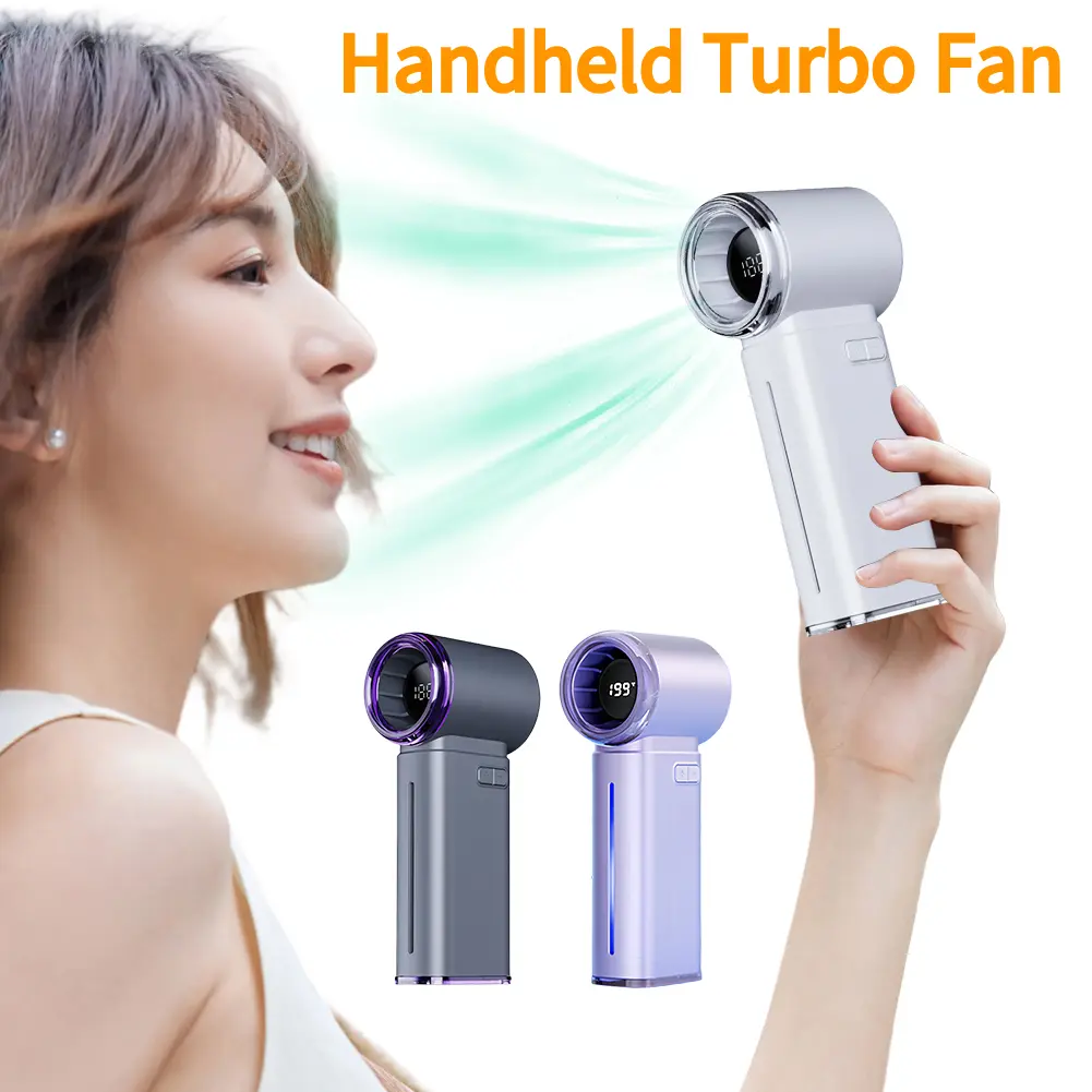 3500mAh Adjustable High-Speed Fan Digital Display 199 Speed Portable Fan USB Rechargeable for Camping Hiking Outdoor Activities