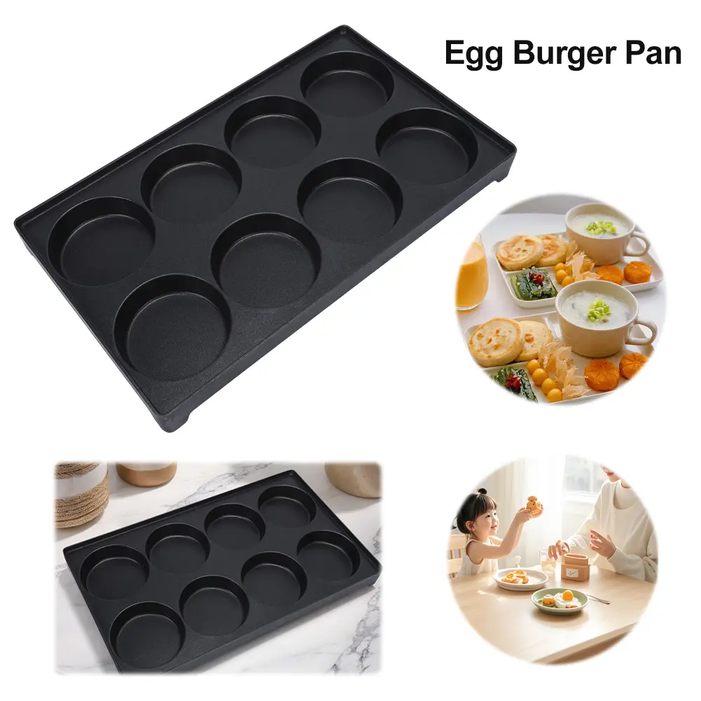 8-Hole Grilled Sausage Pan Rust Proof Meat Fryer Plate Reusable Egg Iron Plate Wear Resist for Homemade French Bread Pan