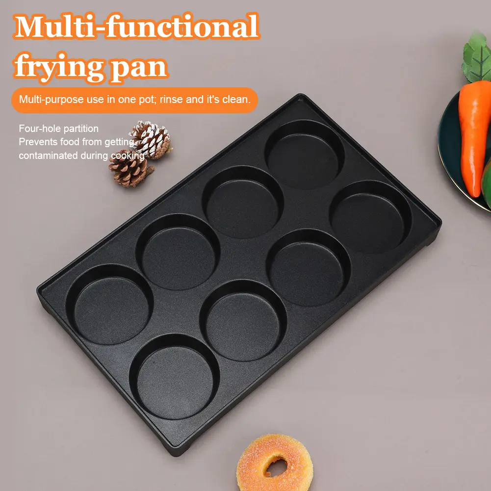 8-Hole Grilled Sausage Pan Rust Proof Meat Fryer Plate Reusable Egg Iron Plate Wear Resist for Homemade French Bread Pan