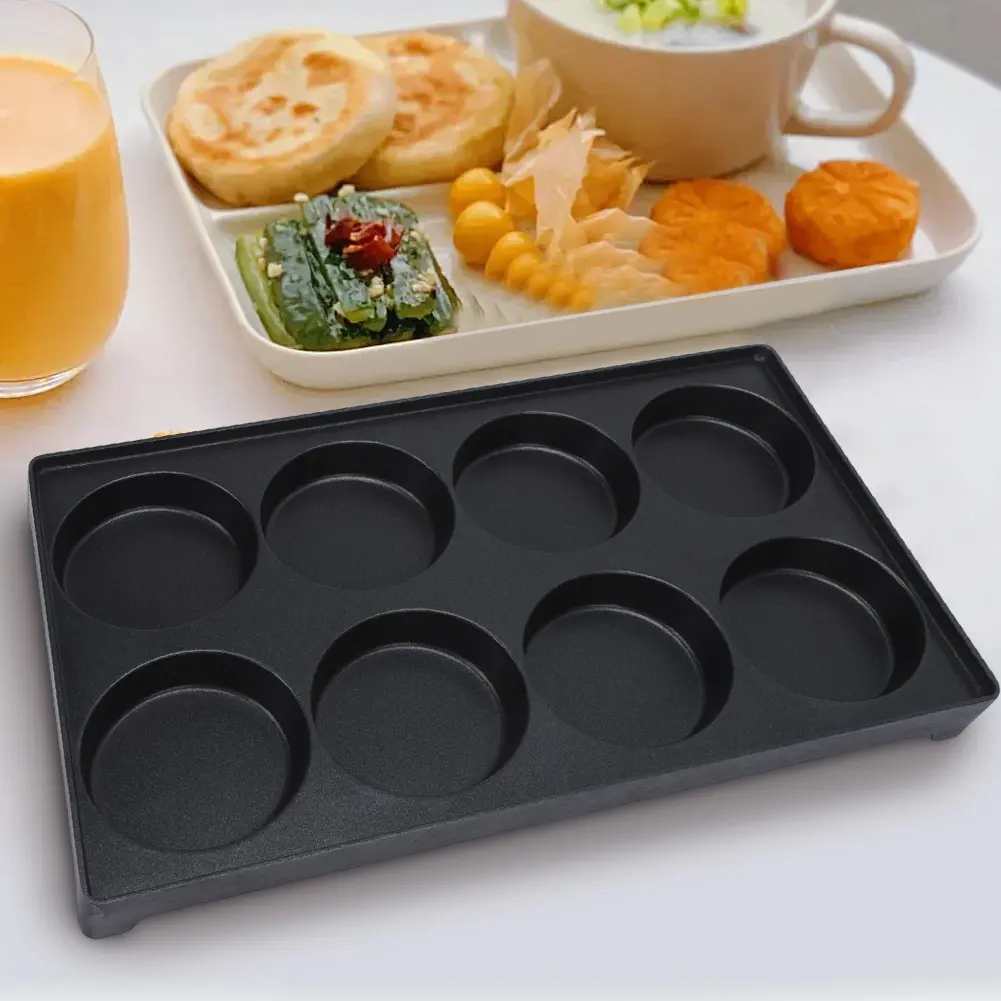 8-Hole Grilled Sausage Pan Rust Proof Meat Fryer Plate Reusable Egg Iron Plate Wear Resist for Homemade French Bread Pan