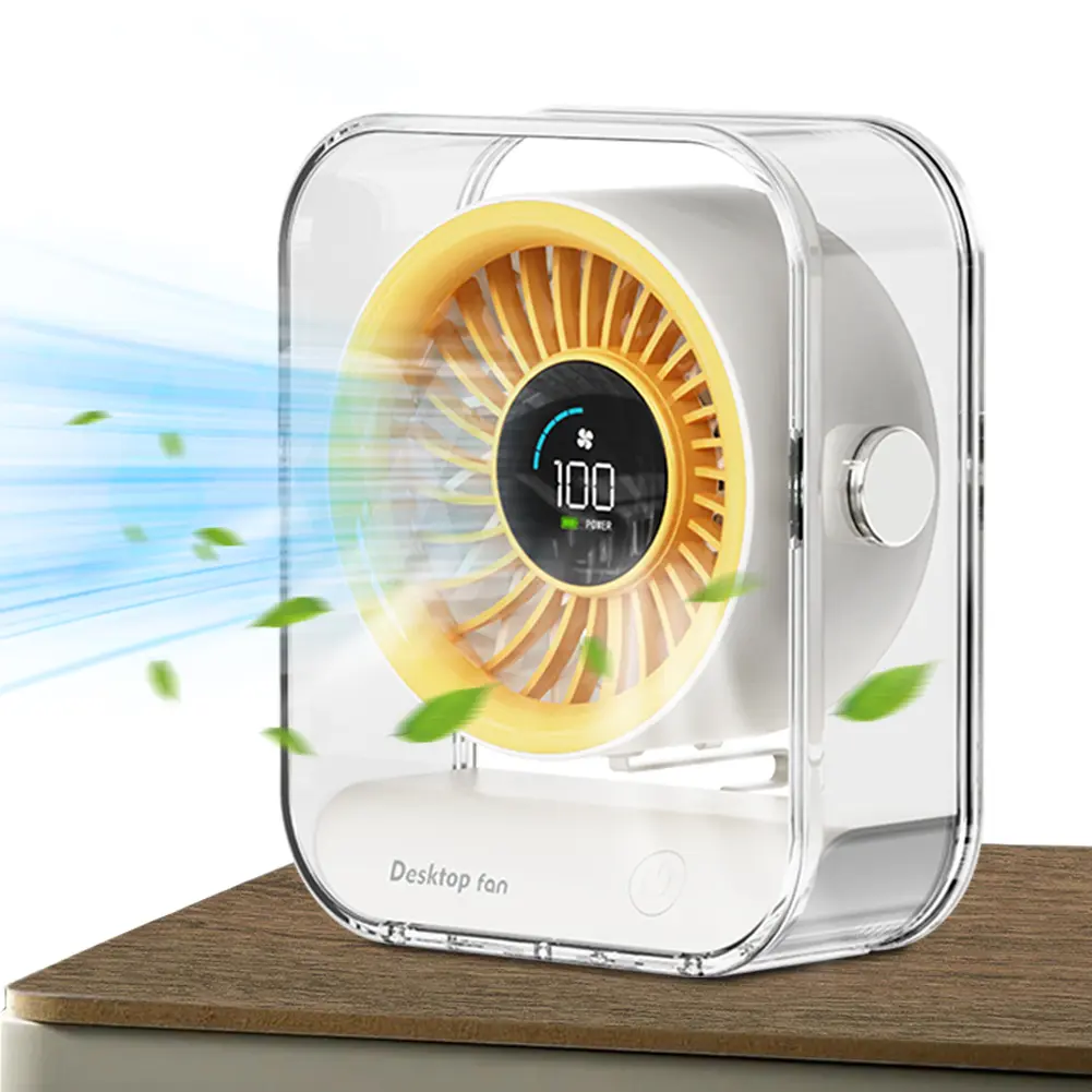 Desk Fan USB/Rechargeable Portable Table Desktop Air Circulator Fan LED Display Ultra-Quiet Fans for Bedroom Home and Office