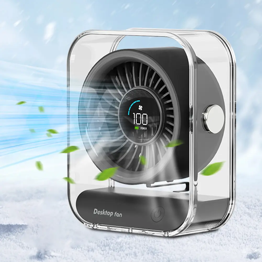 Desk Fan USB/Rechargeable Portable Table Desktop Air Circulator Fan LED Display Ultra-Quiet Fans for Bedroom Home and Office