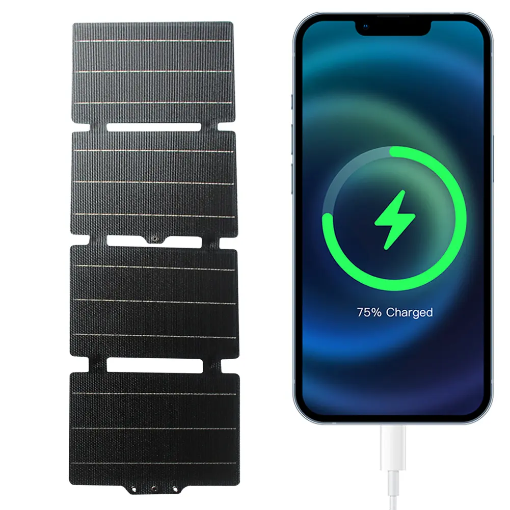 30W Flexible ETFE Solar Panel Charger IPX6 Waterproof Lightweight Solar Panel Charger 3 Output Ports for Outdoor Camping Hiking