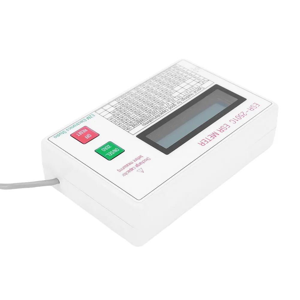 Capacitor ESR DCR Tester Test In Circuit Capacitance Meter W/ Test Leads Clip Battery Circuit Tester Electrical Testing Meter