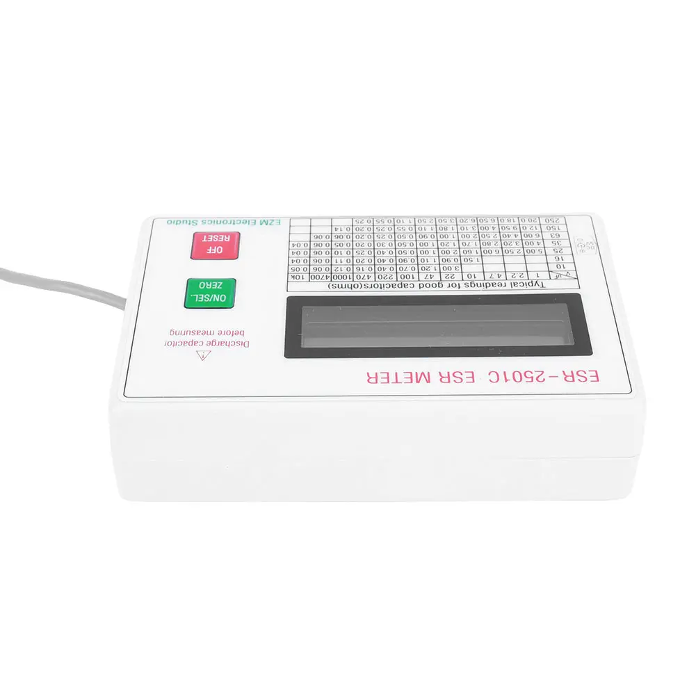 Capacitor ESR DCR Tester Test In Circuit Capacitance Meter W/ Test Leads Clip Battery Circuit Tester Electrical Testing Meter