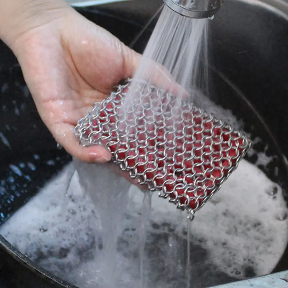 2-10PCS Cast Iron Cleaner with Hanging Ring Pot Pans Cleaning Scrubber Cookware Rust Remover Scraper for Griddle Skillet