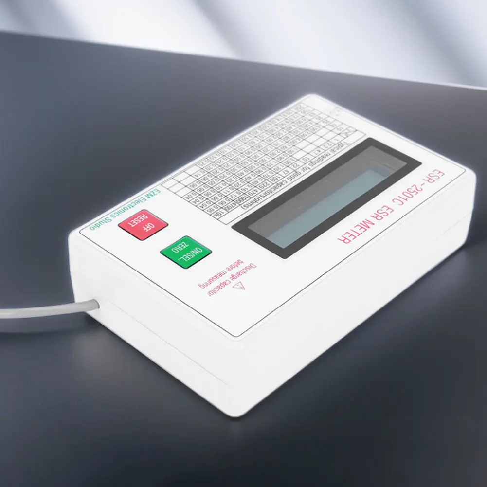 Capacitor ESR DCR Tester Test In Circuit Capacitance Meter W/ Test Leads Clip Battery Circuit Tester Electrical Testing Meter