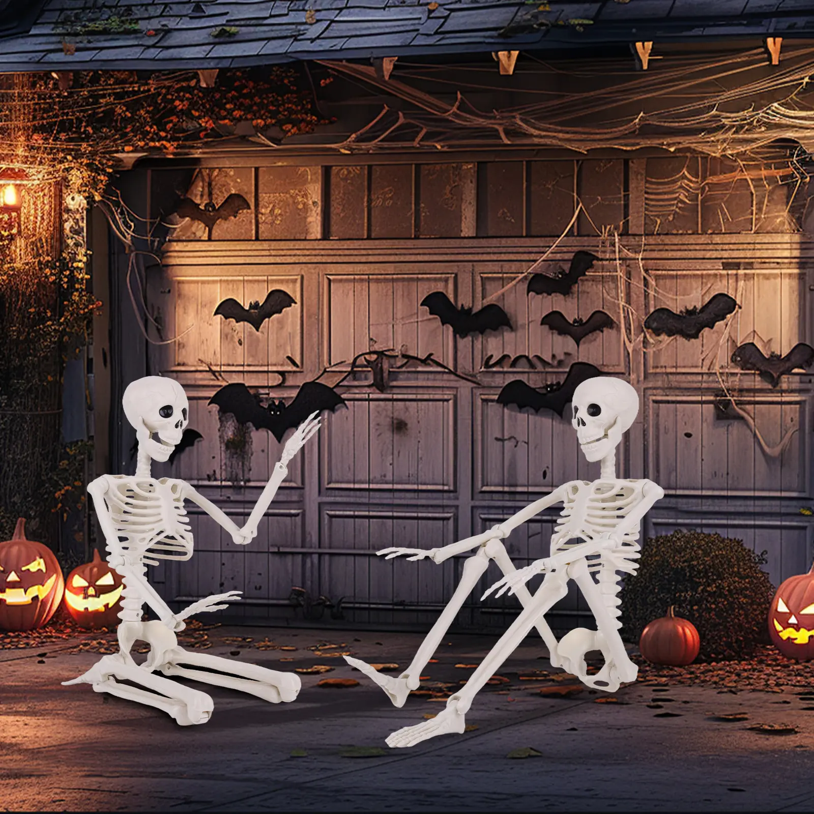 Halloween 90CM Poseable Skeleton Wear Resist Realistic Human Shape Skull Herror Decoration Skull for Home Evil Party Decoration