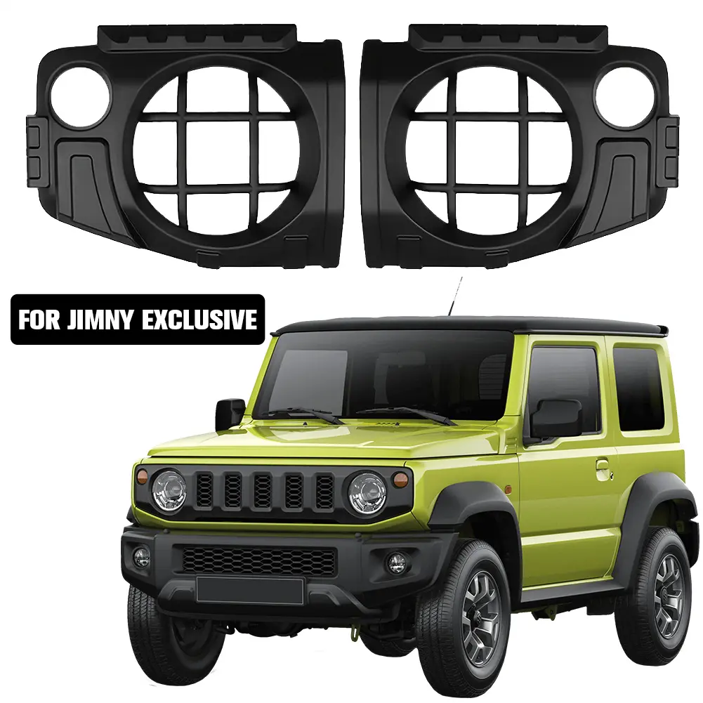 2Pcs Car Front Headlight Cover Black Car Front Lamp Protection Covers Headlight Cover for Suzuki Jimny JB64 Sierra JB74 19-24