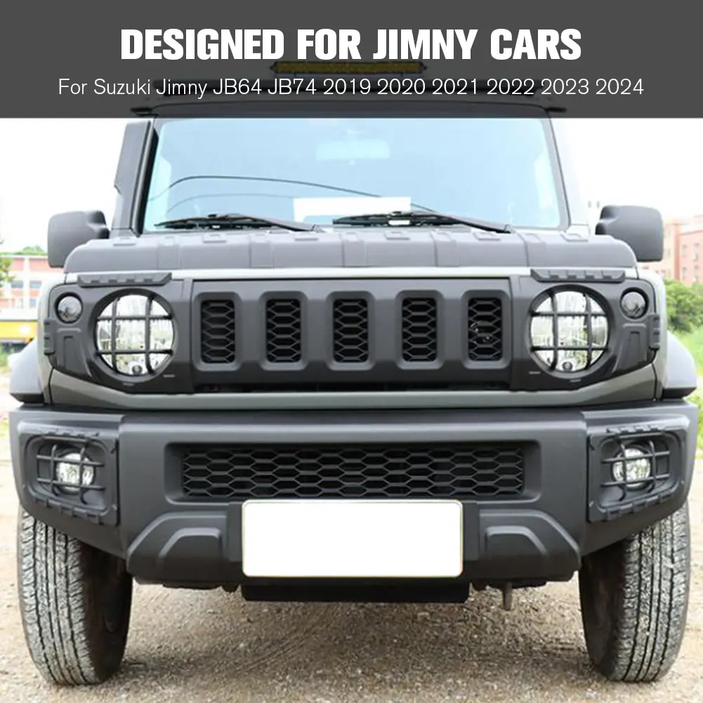 2Pcs Car Front Headlight Cover Black Car Front Lamp Protection Covers Headlight Cover for Suzuki Jimny JB64 Sierra JB74 19-24