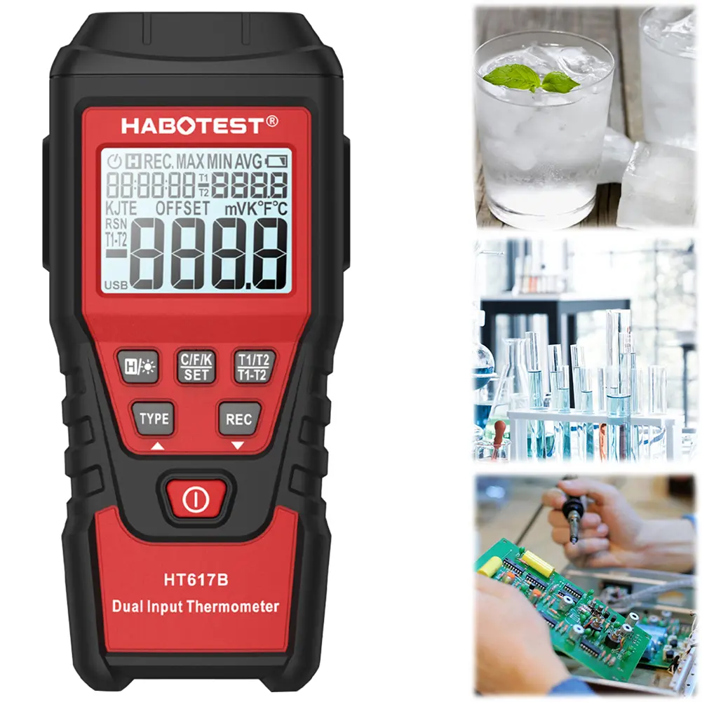 Digital Thermometer Dual Channel Portable Temperature Tester -200-1300℃ Temperature Meter for Blast Furnaces & Liquid Hydrogen
