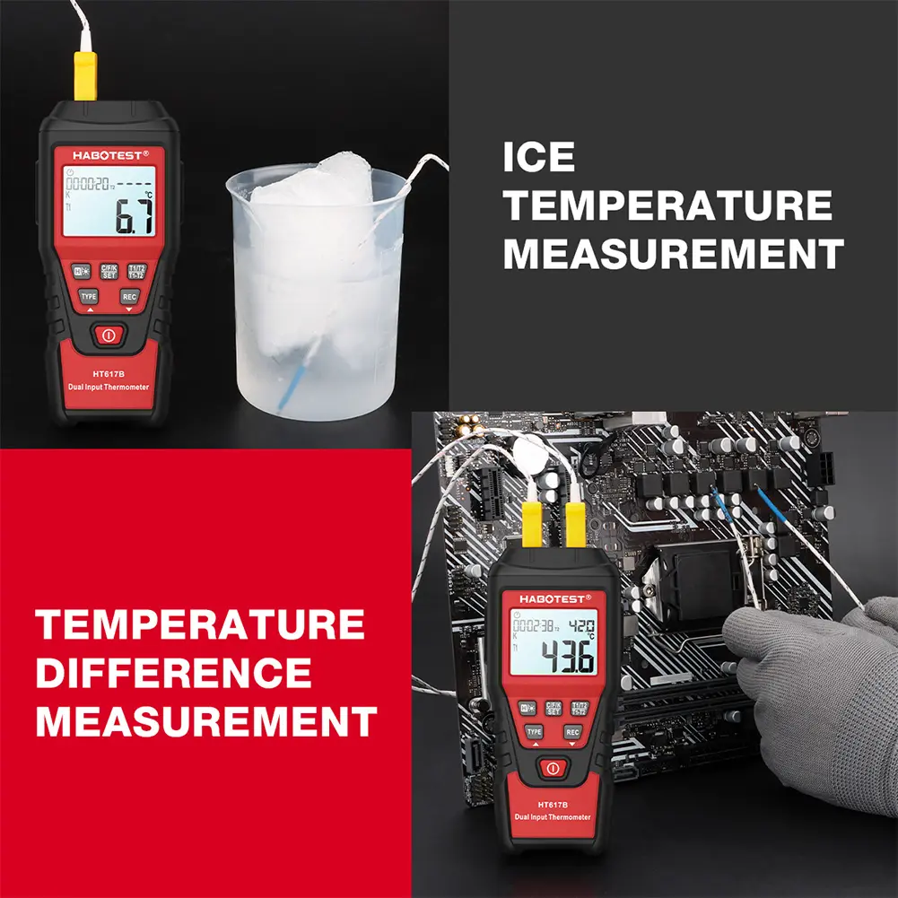 Digital Thermometer Dual Channel Portable Temperature Tester -200-1300℃ Temperature Meter for Blast Furnaces & Liquid Hydrogen