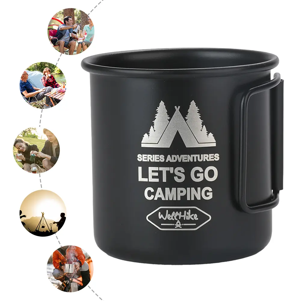300ML Camping Water Cup Aluminum Alloy Camping Mug Lightweight Tea Beer Coffee Mug Portable Camping Cup for Camping Hiking