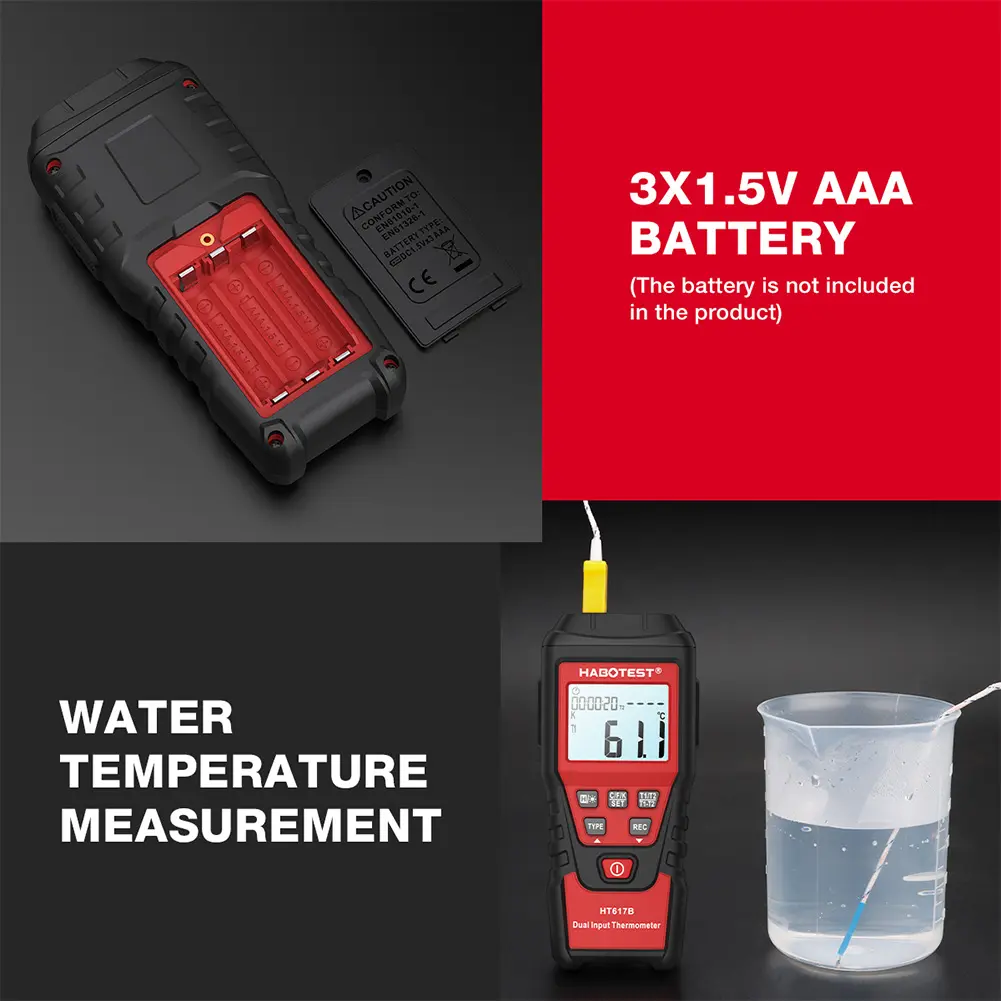 Digital Thermometer Dual Channel Portable Temperature Tester -200-1300℃ Temperature Meter for Blast Furnaces & Liquid Hydrogen