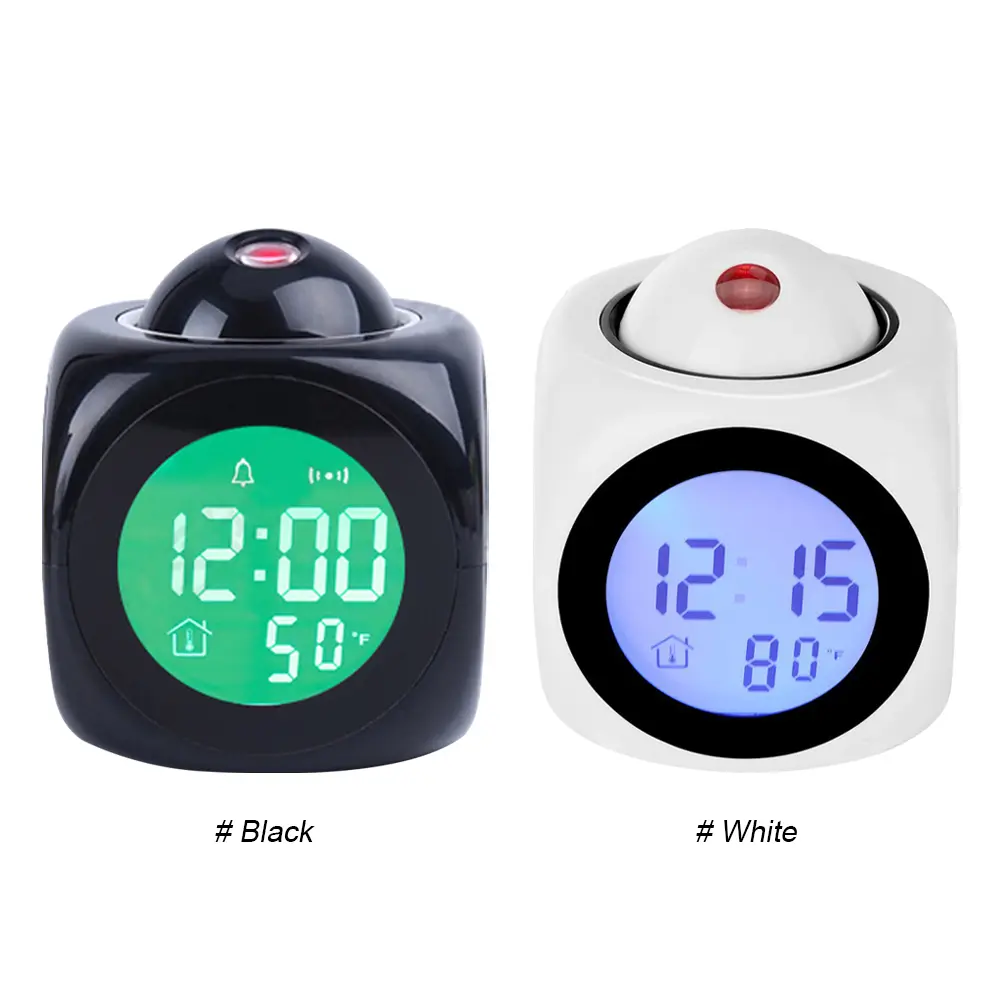 Projection Chime Clock Multi-function Digital Projection Alarm Clock Temperature Display 12/24 Hours for Home Bedroom Decoration