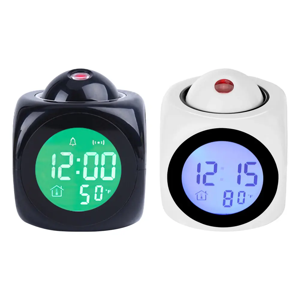 Projection Chime Clock Multi-function Digital Projection Alarm Clock Temperature Display 12/24 Hours for Home Bedroom Decoration
