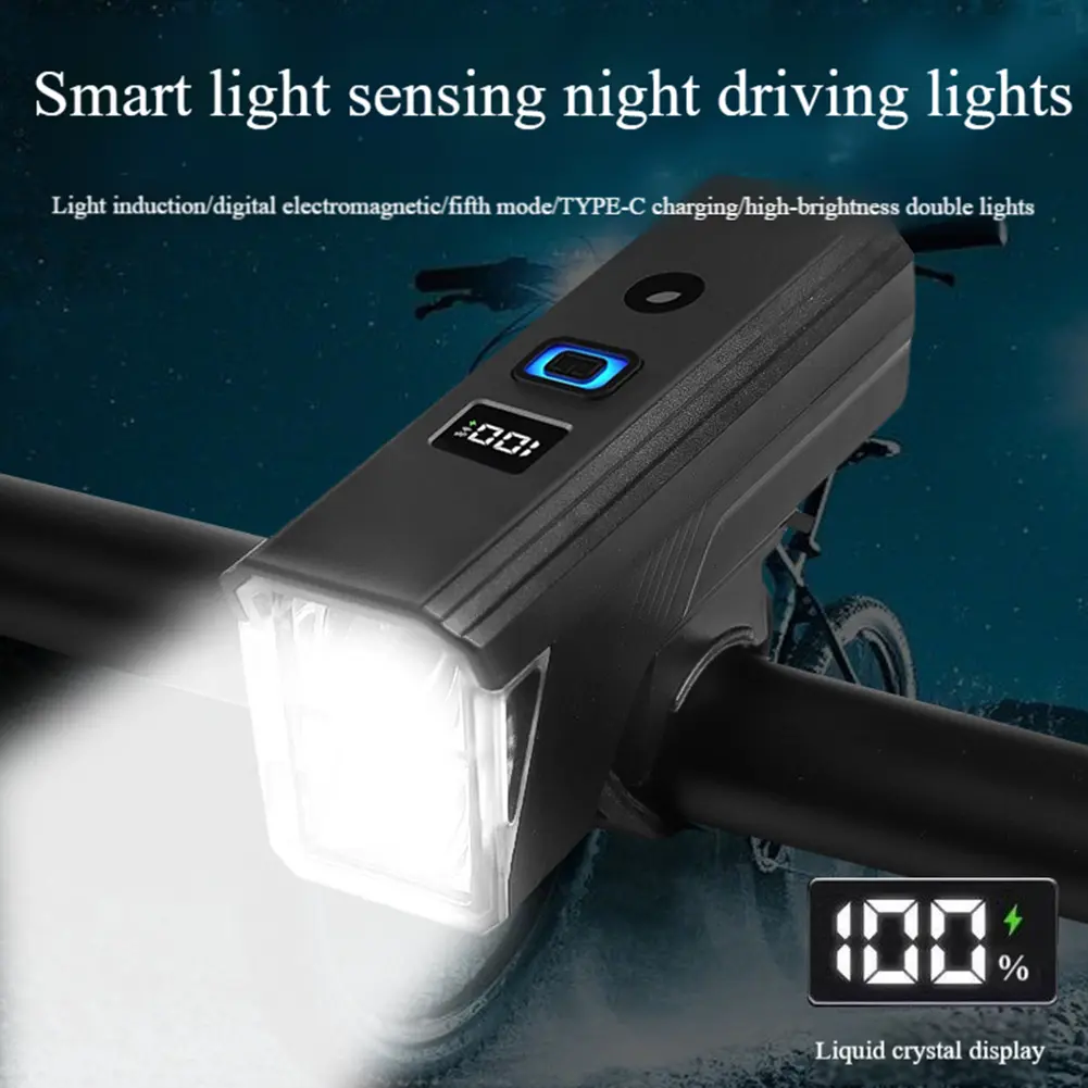 Bicycle Front Light Bicycle Head Light Rechargeable Bike Safety Lamp Automatic Sensor Bicycle Headlight Cycling Accessories