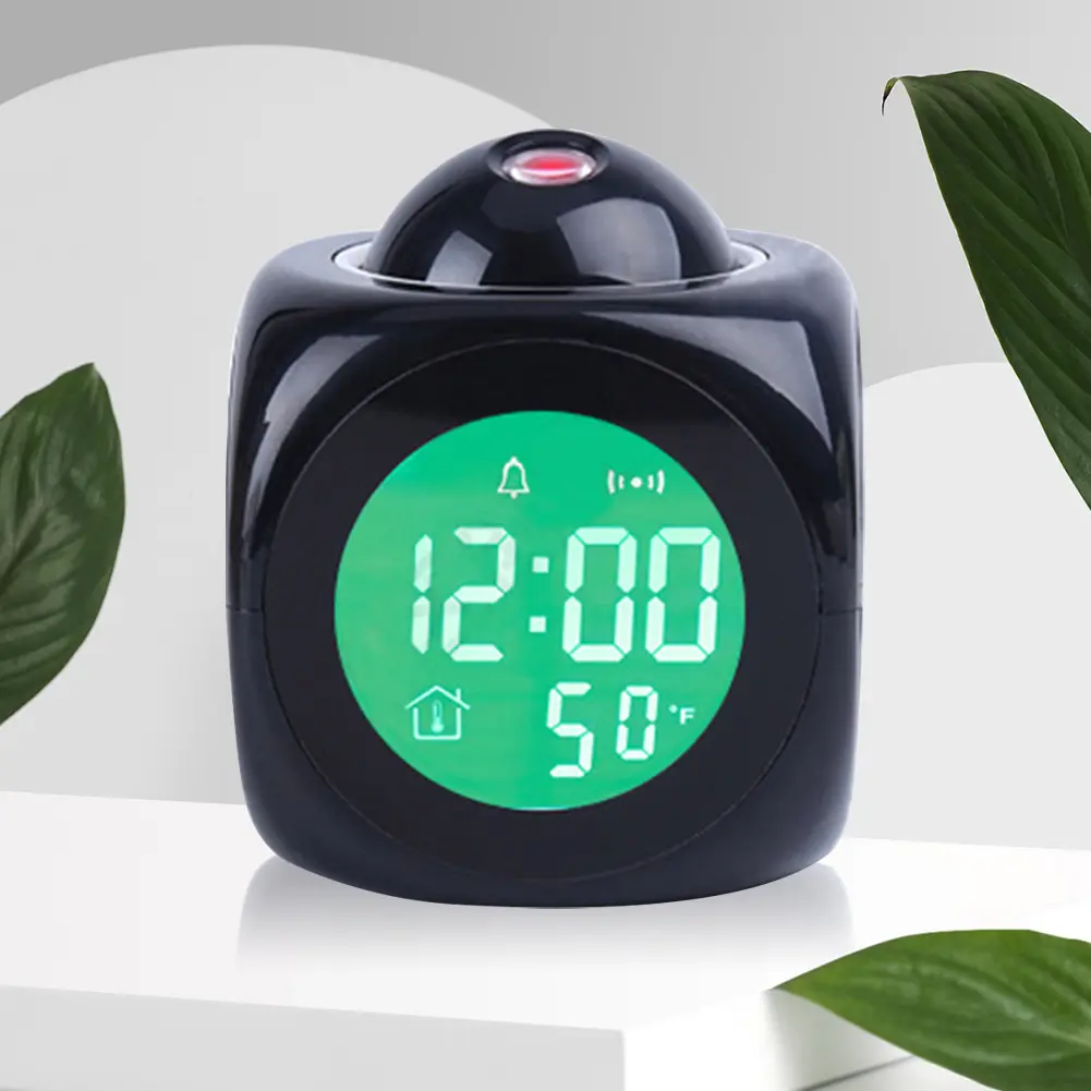 Projection Chime Clock Multi-function Digital Projection Alarm Clock Temperature Display 12/24 Hours for Home Bedroom Decoration